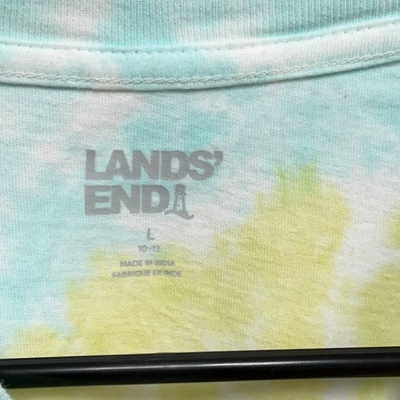 Land’s End dark peackock swirl Tie-Dye Long Sleeve Kids Shirt - Picture 7 of 8